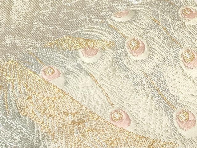 平和屋着物▼六通柄袋帯 孔雀草花文 金銀糸 正絹 逸品 CABA8921dy
