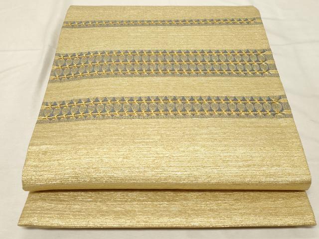 平和屋着物●太鼓柄袋帯　もじり織　横段吉祥文　金糸　正絹　逸品　CABA9122dy 平和屋着物○太鼓柄袋帯 もじり織 横段吉祥文 金糸 正絹 逸品