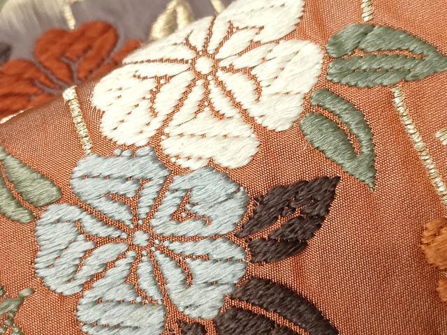 平和屋着物●六通柄袋帯 唐織 花鳥文 金糸 正絹 逸品 CABA9132dy