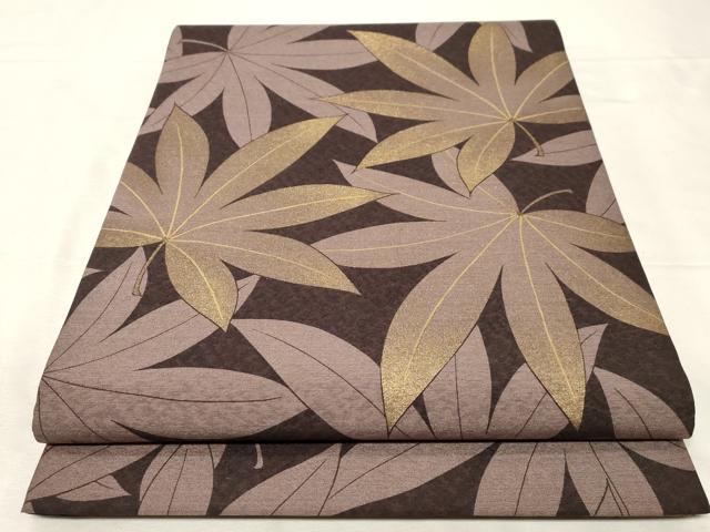 平和屋着物●全通柄袋帯 楓文 金彩 正絹 逸品 CABA9147dy
