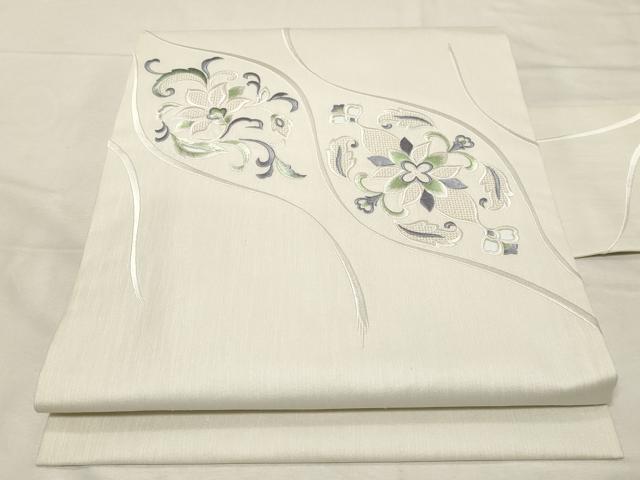 平和屋着物●中国三大刺繍　スワトウ刺繍　総刺繍　九寸名古屋帯　紬地　更紗文　正絹　逸品　未使用　CABA9176dy 平和屋着物○中国三大刺繍 スワトウ刺繍 総刺繍 九寸名古屋帯