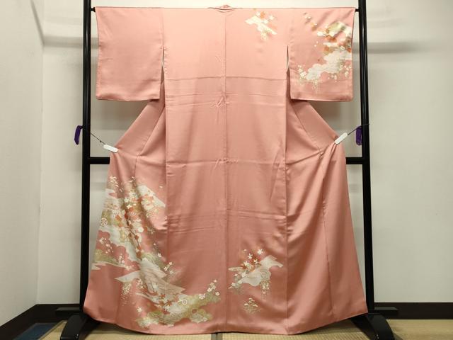 平和屋着物●訪問着 雲重ね扇面花文 金銀彩 正絹 逸品 CABA9632gh