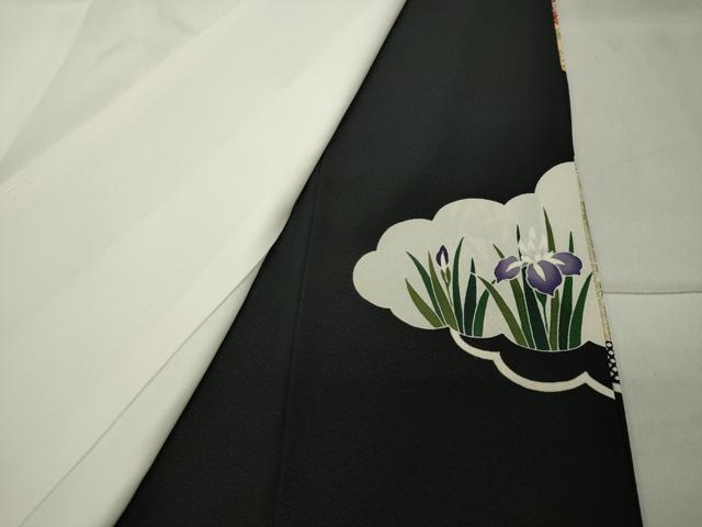 平和屋着物●豪華黒留袖 駒刺繍 雲重ね草花文 金彩 正絹 逸品 CABA9677gh