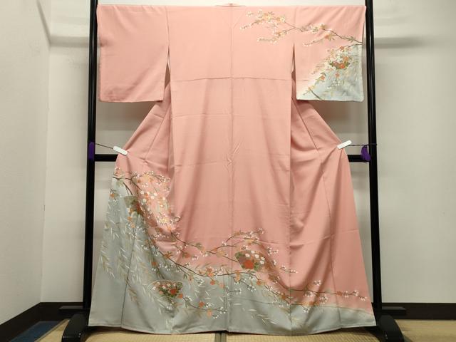 平和屋着物●訪問着 地紙重ね花車文 暈し染め 金彩 正絹 逸品 CABA9766gh