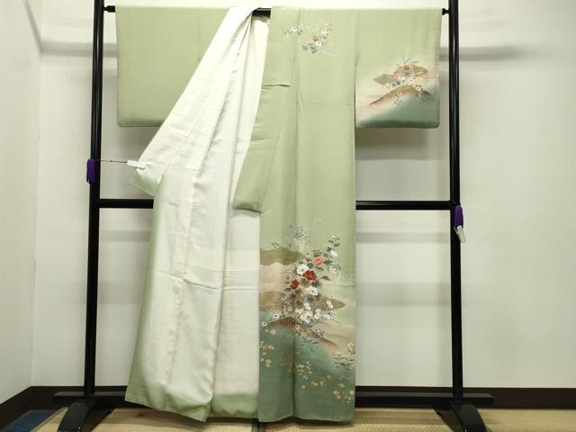 平和屋着物●訪問着 流水草花文 暈し染め 金彩 正絹 逸品 CABA9778gh
