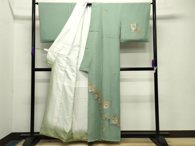 平和屋着物●訪問着 刺繍 色紙重ね鳳凰花文 暈し染め 金銀彩 正絹 逸品 CABA9809gh