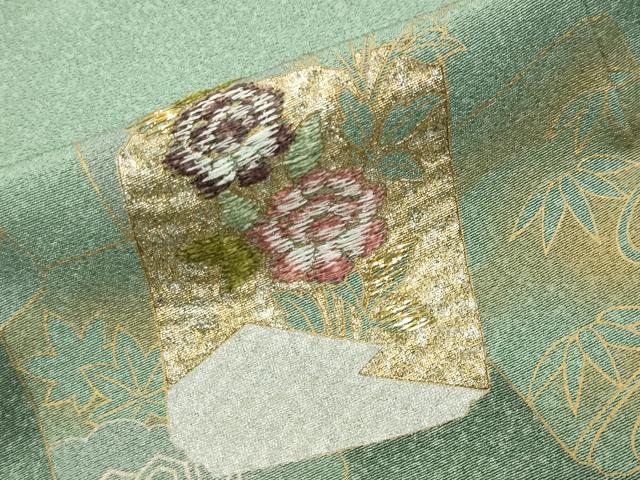 平和屋着物●訪問着 刺繍 色紙重ね鳳凰花文 暈し染め 金銀彩 正絹 逸品 CABA9809gh