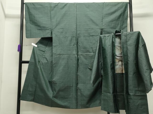 平和屋着物●男性 本場大島紬 アンサンブル 亀甲柄 正絹 逸品 CABA9862gh