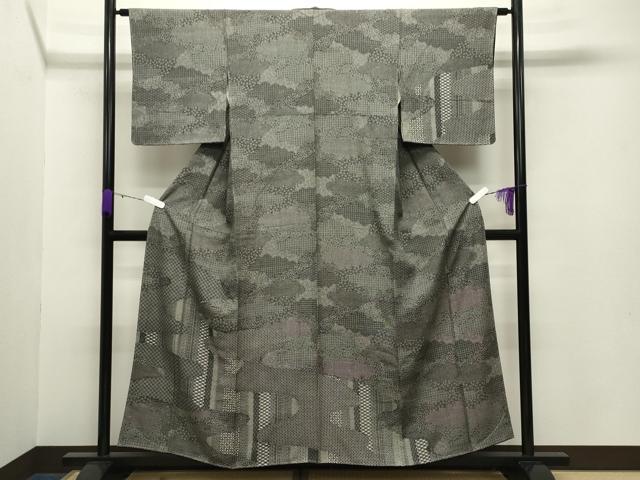 平和屋着物○訪問着 江戸小紋 寄せ小紋柄 黒地 正絹 逸品 未使用