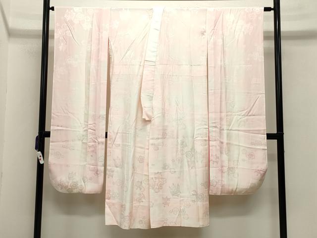 平和屋着物○振袖用長襦袢 無双仕立て 糸巻き舞花地紋 暈し染め 正絹