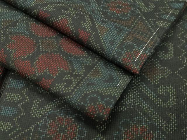 平和屋着物●本場大島紬 7マルキ 吉祥花文 正絹 逸品 未使用 CABB0035gh