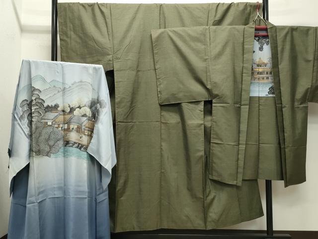 平和屋着物●男性 本場大島紬 アンサンブル・長襦袢セット 100亀甲 総詰め 正絹 逸品 未使用 CABB0059gh