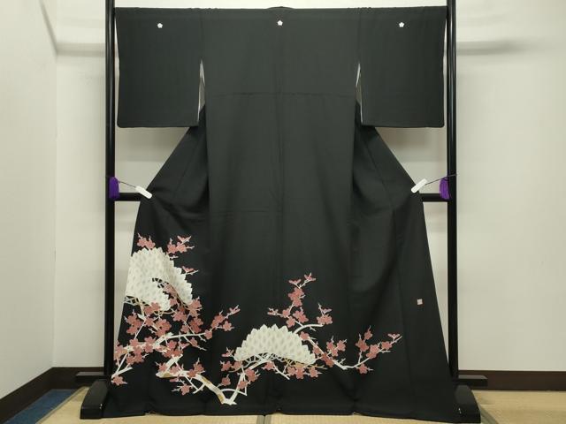 平和屋着物●新匠工芸士会会員 吉田匡廣 黒留袖 刺繍 松梅文 金彩 ロング丈 正絹 逸品 未使用 CABB0070gh