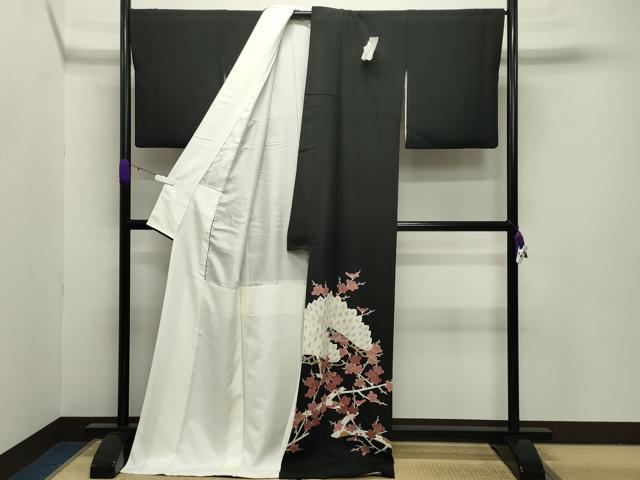 平和屋着物●新匠工芸士会会員 吉田匡廣 黒留袖 刺繍 松梅文 金彩 ロング丈 正絹 逸品 未使用 CABB0070gh