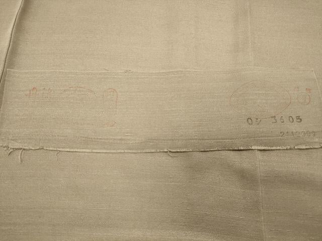 平和屋着物●上質な紬 枯色 反端付き 正絹 逸品 CABB0072gh