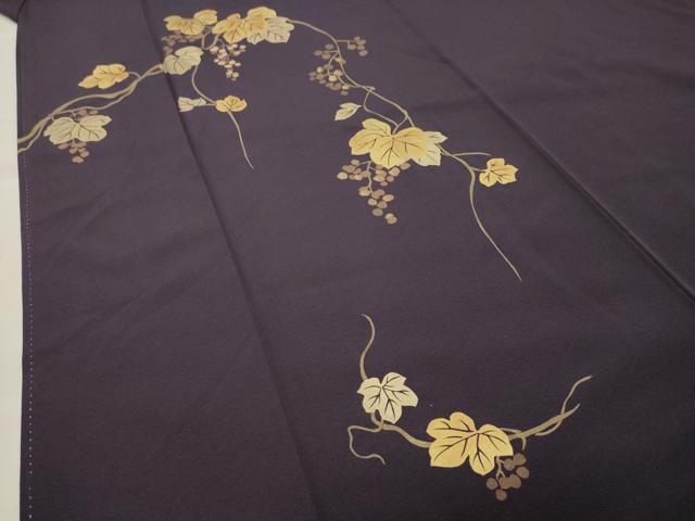 平和屋着物●訪問着 作家物 竹屋町刺繍 葡萄蔦の葉文 金彩 正絹 逸品 CABB0078gh