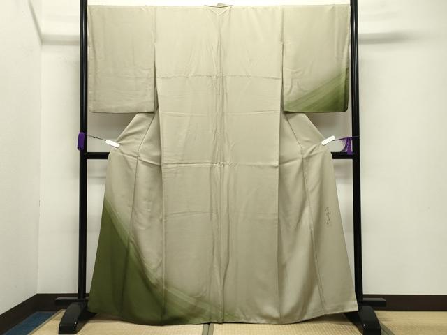 平和屋着物●染色作家 斉藤三才 訪問着 三才鳥 暈し染め 正絹 逸品 CABB0084gh