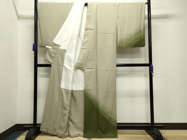平和屋着物●染色作家 斉藤三才 訪問着 三才鳥 暈し染め 正絹 逸品 CABB0084gh