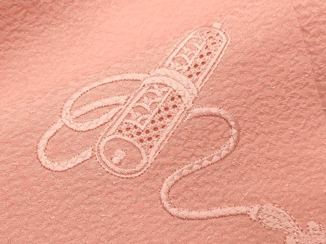 平和屋着物▼中国三大刺繍 スワトウ刺繍 総刺繍 無地絵羽訪問着 絵巻花文 薄紅色 正絹 逸品 CABB0091gh