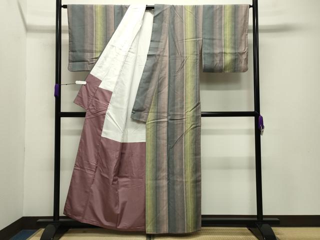 平和屋着物●上質な紬 縞 正絹 逸品 CABB0120gh