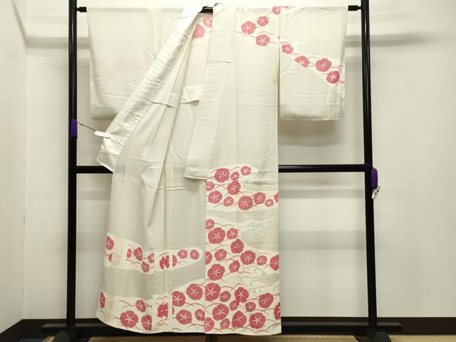 平和屋着物*夏物 訪問着 絽 駒刺繍 立波花文 銀彩 正絹 逸品 未使用 CABB0127gh