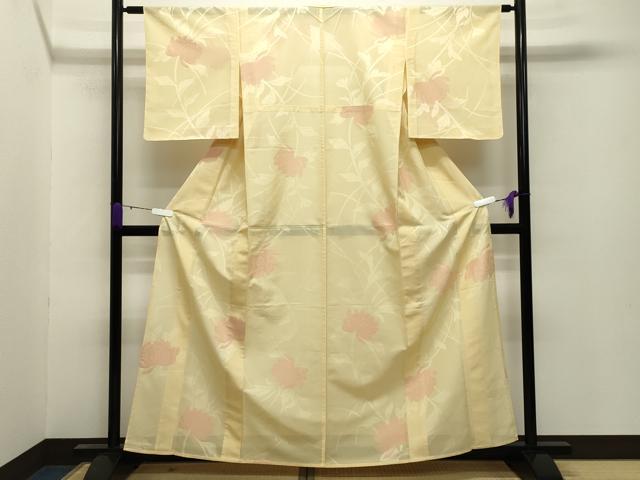 平和屋着物*夏物 小紋 紗 草花文 正絹 逸品 未使用 CABB0128gh