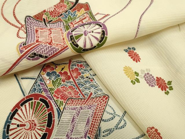 平和屋着物＊夏物 小紋 絽 御所車花文 金彩 正絹 逸品 未使用 CABB0132gh