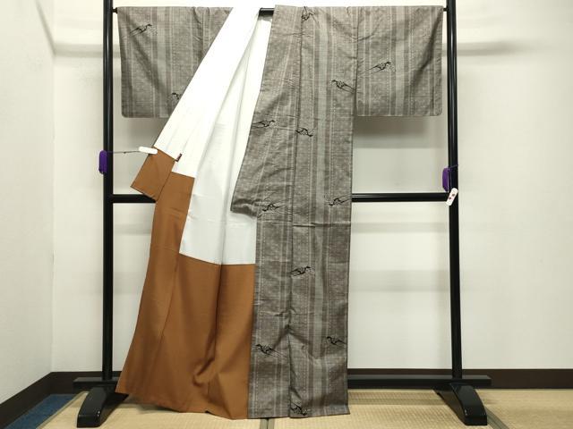 平和屋着物●本場大島紬 9マルキ 簪 御所車花文 正絹 逸品 CABB0169gh