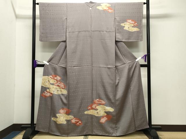 平和屋着物●訪問着 刺繍 絞り 地紙重ね花文 金彩 正絹 逸品 CABB0179gh