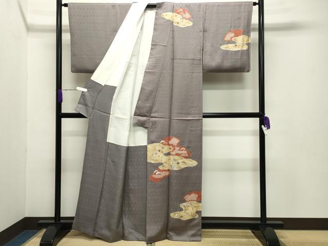 平和屋着物●訪問着 刺繍 絞り 地紙重ね花文 金彩 正絹 逸品 CABB0179gh