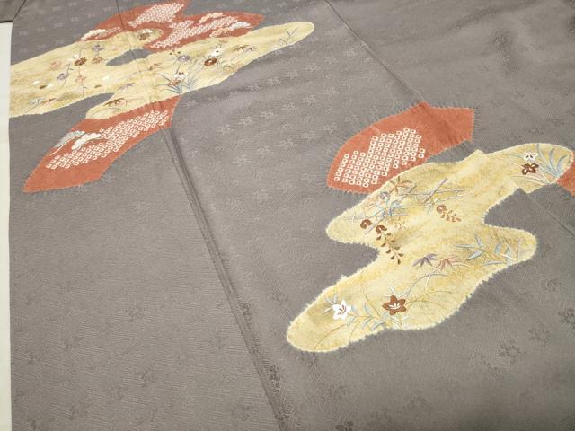 平和屋着物●訪問着 刺繍 絞り 地紙重ね花文 金彩 正絹 逸品 CABB0179gh