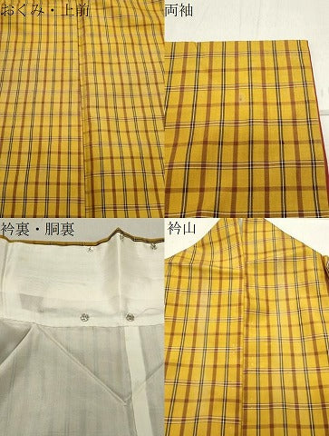 平和屋着物●本場黄八丈 平織 紬 正絹 逸品 CABB0199gh