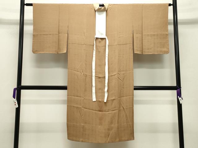 平和屋着物●長襦袢 無双仕立て 文字地紋 江戸茶色 正絹 逸品 CABB0206gh
