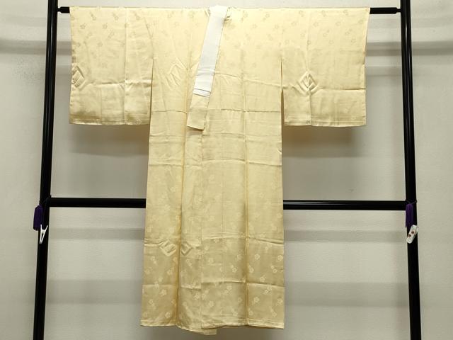 平和屋着物●長襦袢 袷 舞梅地紋 淡黄色 正絹 逸品 CABB0212gh