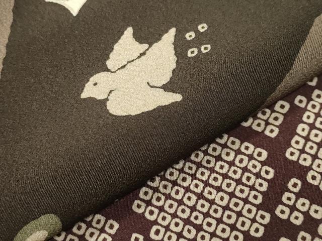 平和屋着物●小紋 花鳥文 洗える着物 未使用 CABB0229gh