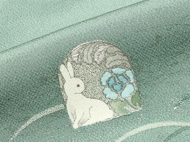 平和屋着物●松尾光琳 色留袖 花うさぎ 銀彩 鬼しぼ縮緬 正絹 逸品 CABB0239gh