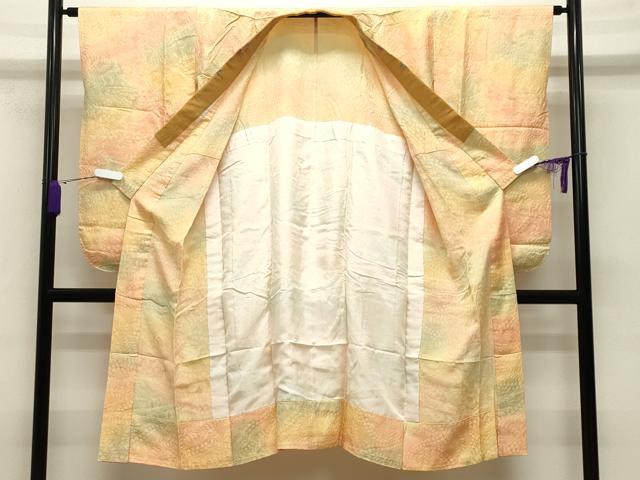 平和屋着物●半襦袢 無双仕立て 辻が花地紋 絞り 暈し染め 半衿刺繍 正絹 逸品 未使用 CABB0257gh