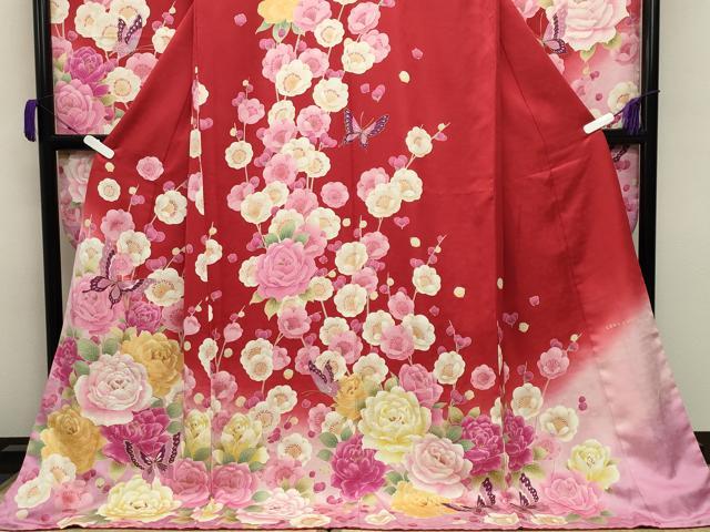 平和屋着物●豪華振袖 LENA FUJII 藤井リナ 刺繍 舞蝶梅文 暈し染め 金彩 正絹 逸品 CABB0273gh