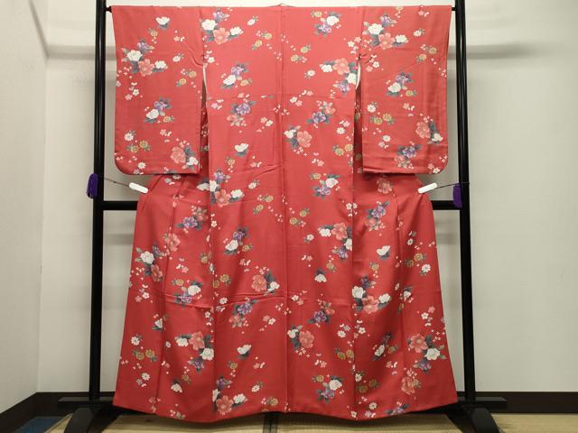 平和屋着物●小振袖 二尺袖 舞花文 金彩 洗える着物 CABB0278gh