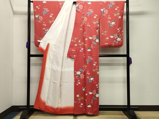 平和屋着物●小振袖 二尺袖 舞花文 金彩 洗える着物 CABB0278gh
