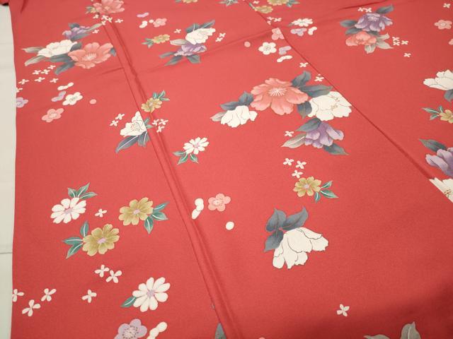 平和屋着物●小振袖 二尺袖 舞花文 金彩 洗える着物 CABB0278gh