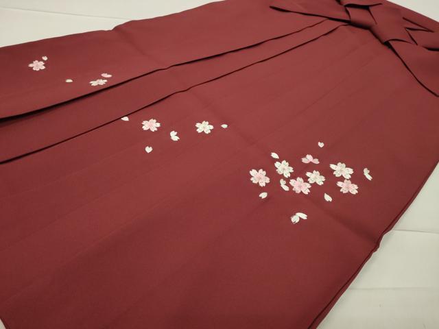 平和屋着物●女性 行灯袴 総刺繍 舞桜文 小豆色 金糸 洗える着物 CABB0284gh