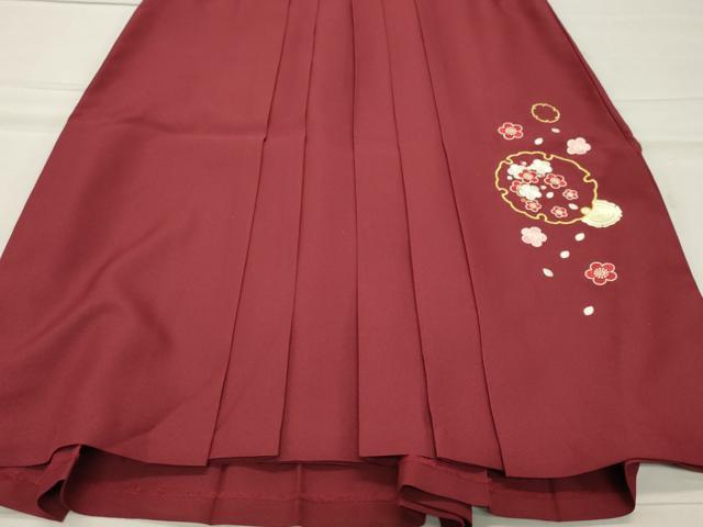 平和屋着物●女性 行灯袴 総刺繍 雪輪梅文 蘇芳色 金糸 洗える着物 CABB0292gh