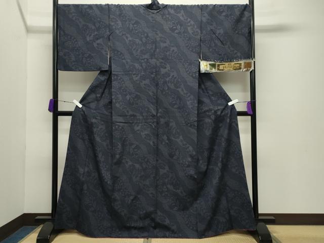 平和屋着物●本場結城玉紬 結織苑 100亀甲 枝椿 証紙付き 正絹 逸品 CABB0326gh