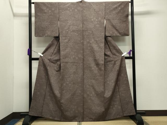 平和屋着物●結城紬 80亀甲 鼓花文 正絹 逸品 CABB0329gh