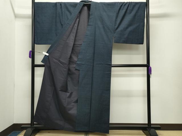 平和屋着物●男性 紬 アンサンブル 霞文 褐返色 キングサイズ 正絹 逸品 CABB0374gh