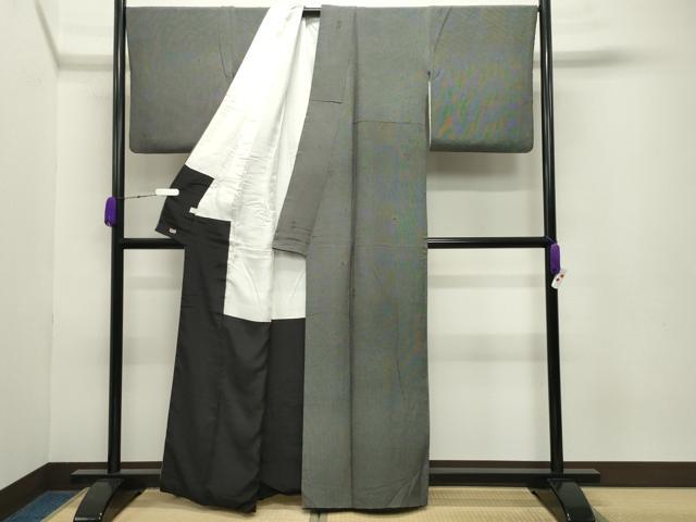 平和屋着物●小紋師 宍戸陵 江戸小紋 宝尽くし文 角通し 黒地 三越扱い 正絹 逸品 CABB0389gh