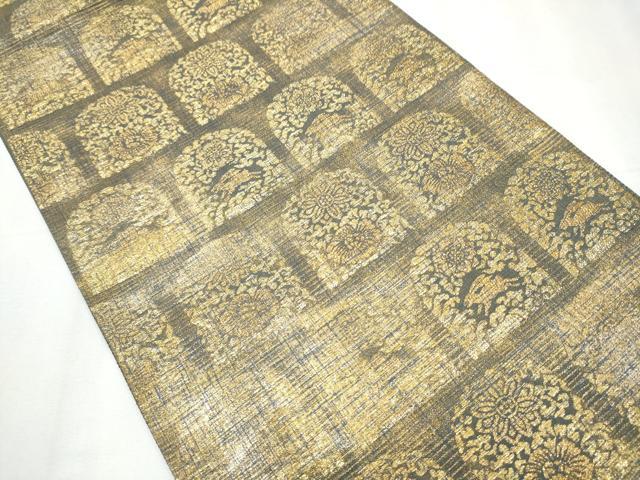 平和屋着物●六通柄袋帯 花兎 金糸 正絹 逸品 CABB0531hy