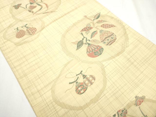 平和屋着物●本場筑前博多織 草木染 手織工房 染匠:小森久 全通柄袋帯 成物 証紙・共箱付き 正絹 逸品 CABB0544hy