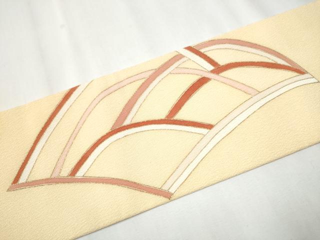 平和屋着物●九寸名古屋帯 幾何学文様 金彩 正絹 逸品 CABB0627hy